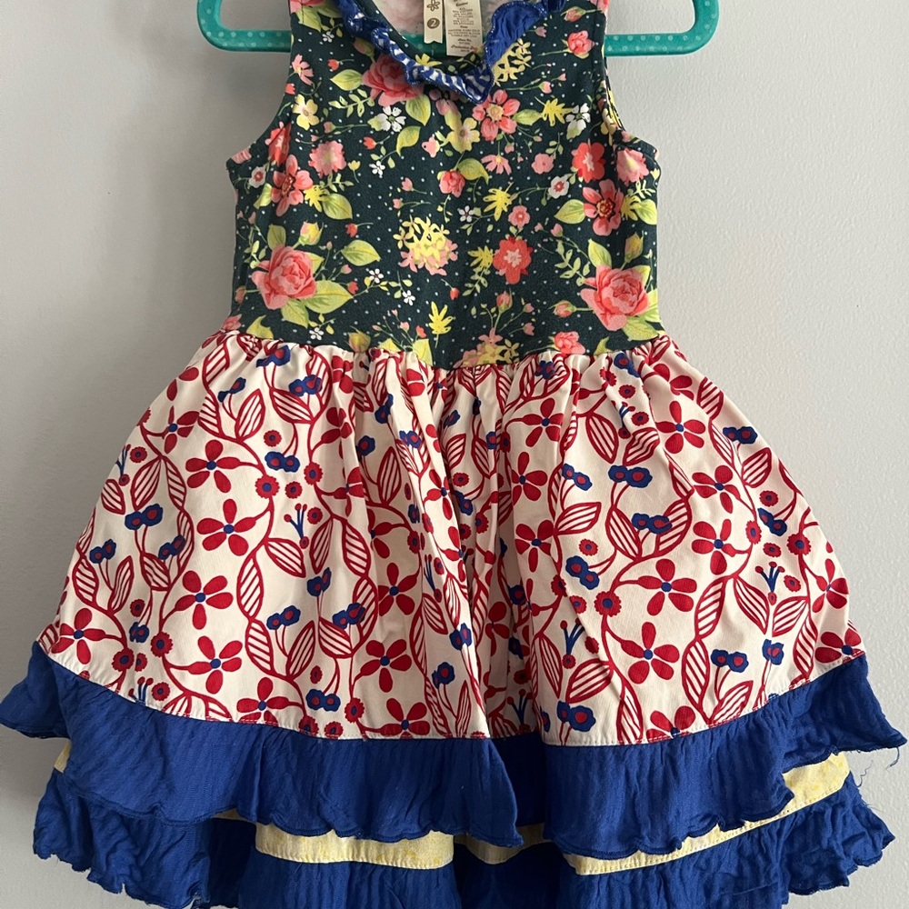 Matilda Jane Red and Blue Ruffled Tiered Sundress